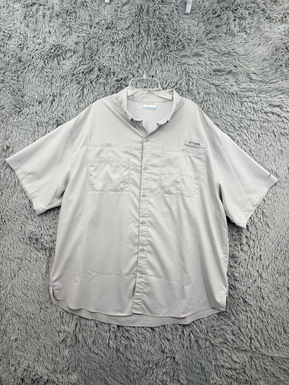 Columbia Fishing Gear Button Up Shirt Mens XXL Gray Performance Shoet Sleeve PFG